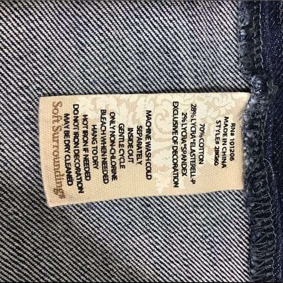 Soft Surroundings Pull-On Fringe Hem Crop Jeans - Picture 7 of 8